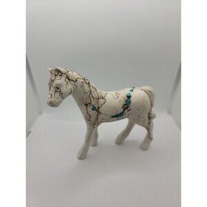 Hand Crafted and Painted The Pale Turquoise Horse, Signed Artist White Antelope
